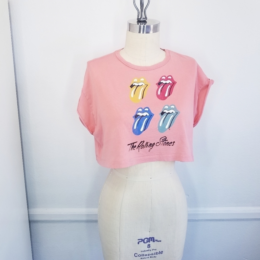 The Rolling Stones | Pink‎ Graphic Crop Tee
